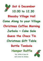 Christmas Coffee Morning, 6th Dec, Bleasby Village Hall